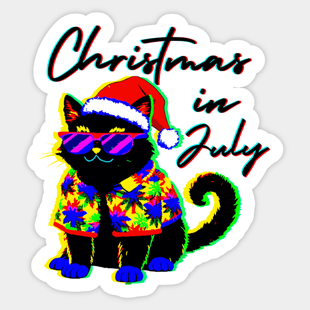 Glitch Cat Christmas in July Sticker by The WYLD Tribe